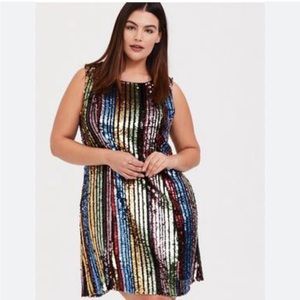 NWT $88 Torrid Mini Sequin Trapeze Dress Rainbow Sz 0 Large 12